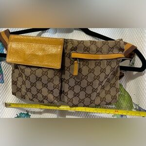 Authentic Gucci Brown and Tan Monogram Crossbody/Waist bag